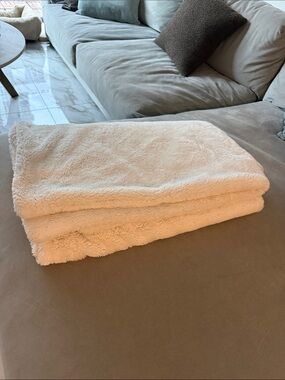 West Elm fuzzy throw blanket - white